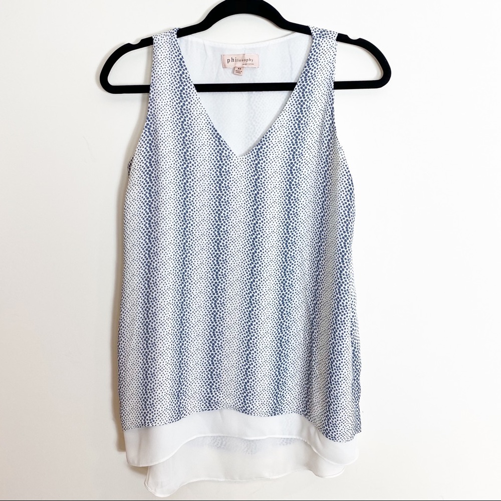 Philosophy women’s tunic‎ tank blouse blue white XS